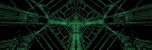 Zeleni Neon Tunel Čuvar Ekrana 3:1 Triple Wide 60fps VJLoops PC