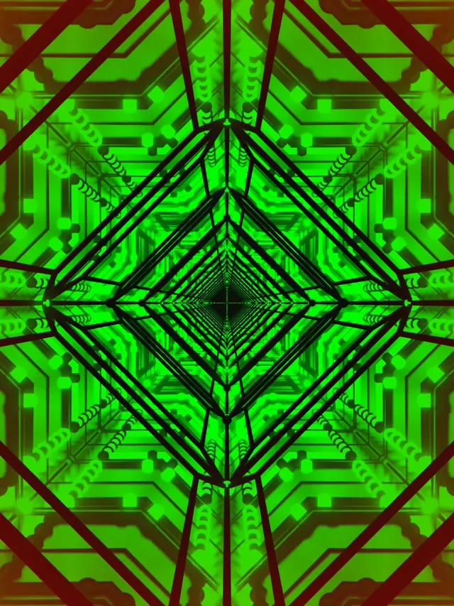 Yeşil Neon Tünel Ekran Koruyucu 3:4 iPad Portre 60fps VJ Loop PC Laptop