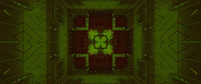 Tunnel Neon Verde Croce Caleidoscopio Vj Loop 2.39:1 Cinemascope 60fps Screensaver