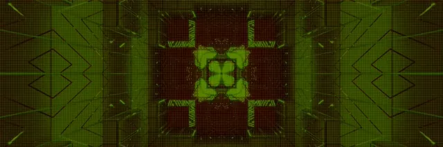 Neon Tunnel Grøn Kors Kaleidoskop VJLoops 3:1 Triple Wide 60fps Pauseskærm