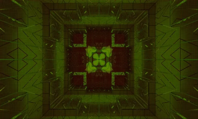 Neon Tunnel Grün Rot Fraktal Kreuz 5:3 Wide 60fps Bildschirmschoner Vj Loop