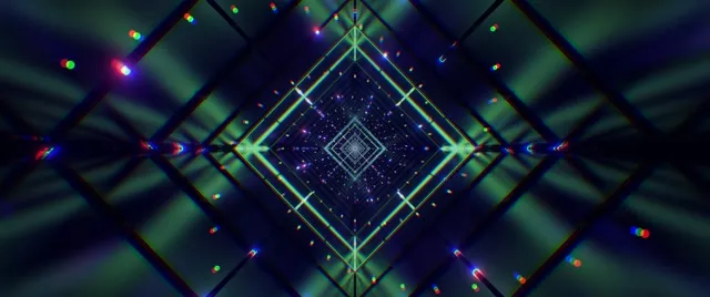 Tunnel Neon Vortice Diamante Verde VJLoops 2.39:1 Cinemascope 60fps Screensaver