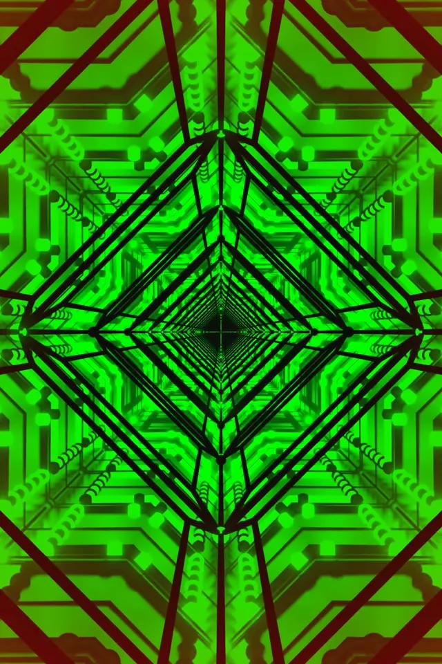 Vihreä Neon Tunnel Näytönsäästäjä 60fps 2:3 Valokuva Pysty VJ Loop PC Laptop