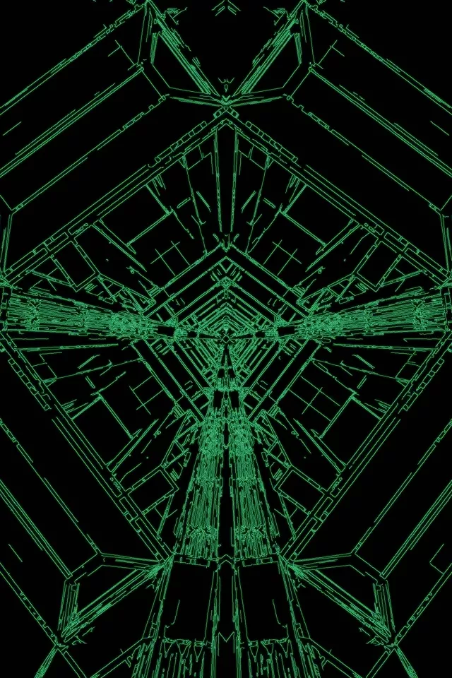 Green Neon Tunnel Screensaver 60fps 2:3 Photo Portrait Vj Loop PC