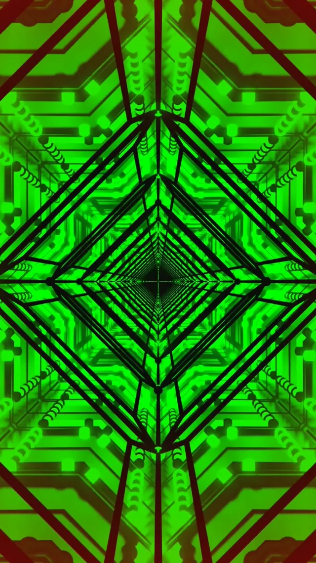 Grøn Neon Tunnel Pauseskærm 60fps 9:16 Reels VJ Loop PC Laptop