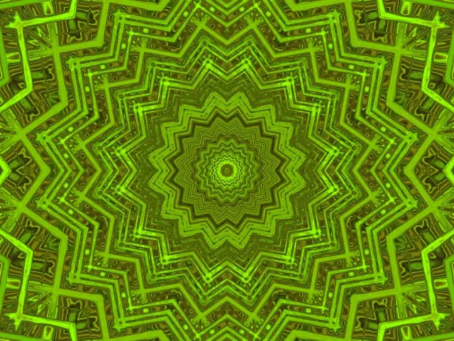 Terowong Neon Hijau Bintang Kaleidoskop Screensaver 4:3 Klasik 60fps VJ Loop