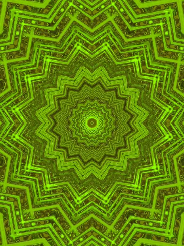 Yeşil Neon Tünel Yıldız Mandala Ekran Koruyucu 3:4 iPad Portre 60fps VJ Loop