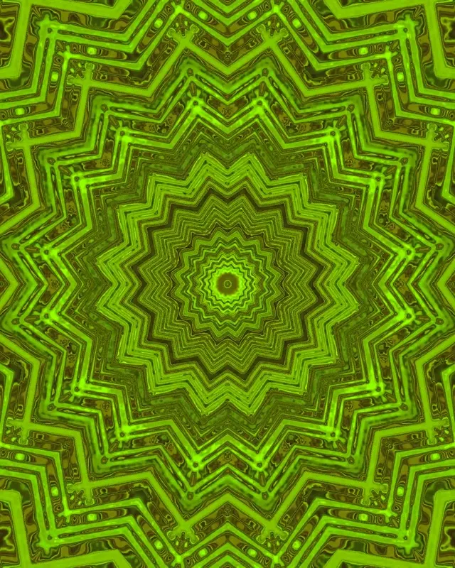 Túnel de Neón Verde Estrella Mandala Salvapantallas 60fps 4:5 Instagram VJ Loop