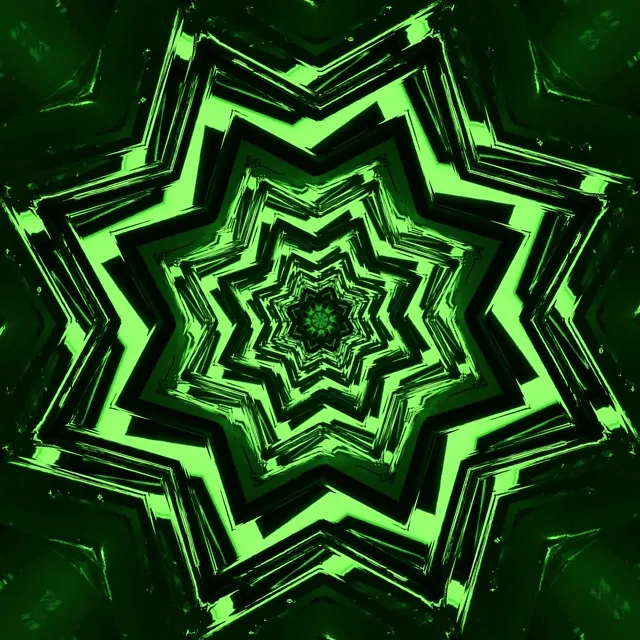 Neon Tunnel Green Star Vortex Vj Loop 1:1 Square 60fps Screensaver