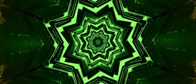 Neon Tunnel Green Star Vortex VJ Loop 21:9 Ultrawide 60fps Screensaver