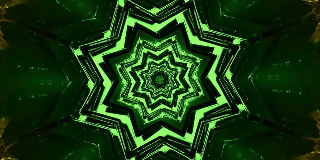 Neon Tunnel Green Star Vortex Vj Loop 2:1 Univisium 60fps Screensaver