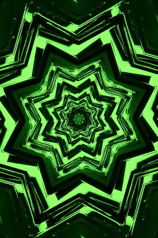 Neon Tunnel Green Star Vortex VJ Loop 2:3 Photo Portrait 60fps Screensaver