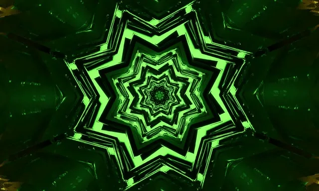 Túnel Neón Green Star Vortex VJ Loop 5:3 Wide 60fps Screensaver