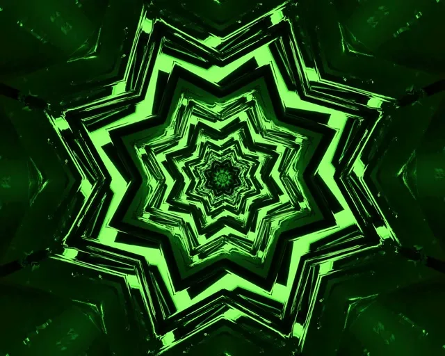 Neon Tunnel Green Star Vortex Vj Loop 5:4 industrial 60fps Screensaver