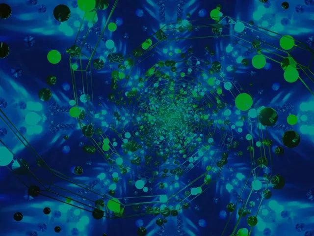 VJLoops Túnel Neon Espiral Bokeh Verde Azul 4:3 Classic 60fps Protetor de Tela