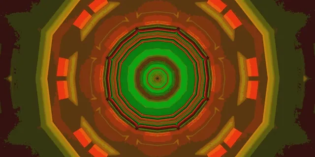 Неонски Тунел Октагон Спирала Зелена Портокалова 2:1 Univisium 60fps Screensaver Vj Loop