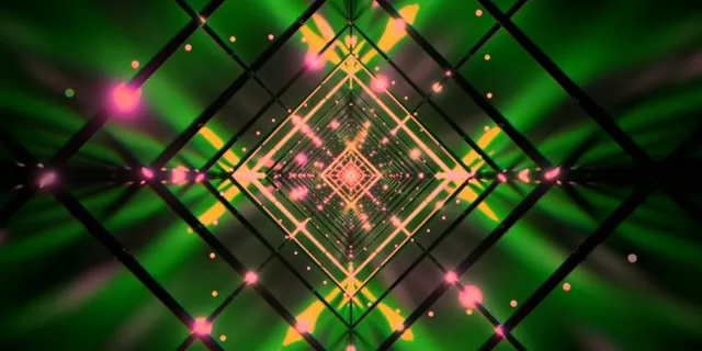 Neon Tunnel Green Pink Diamond Grid VJ Loop 2:1 Univisium 60fps Screensaver