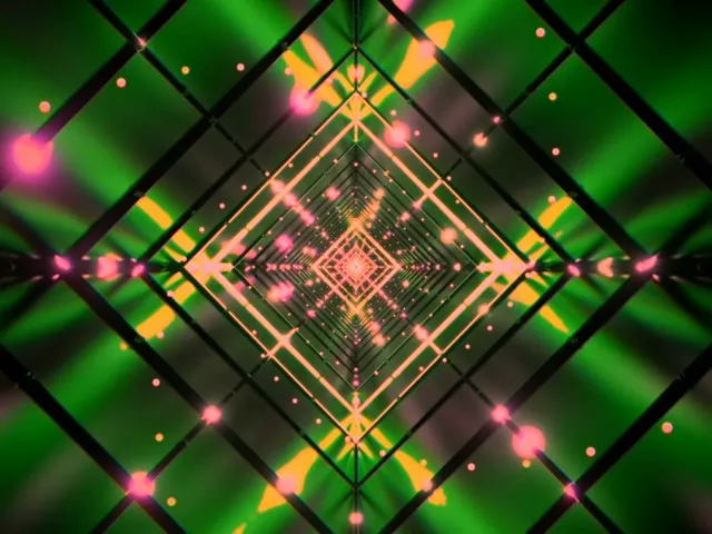 Neon Tunel Dijamant Mreža VJ Loop 4:3 Klasični 60fps Čuvar Ekrana Zeleno Roze