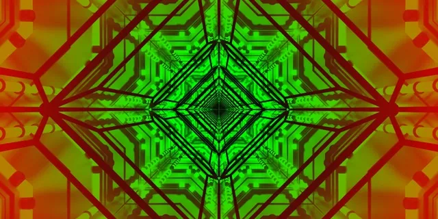 Зелено црвен неонски тунел Screensaver 2:1 Univisium 60fps VJ Loop PC