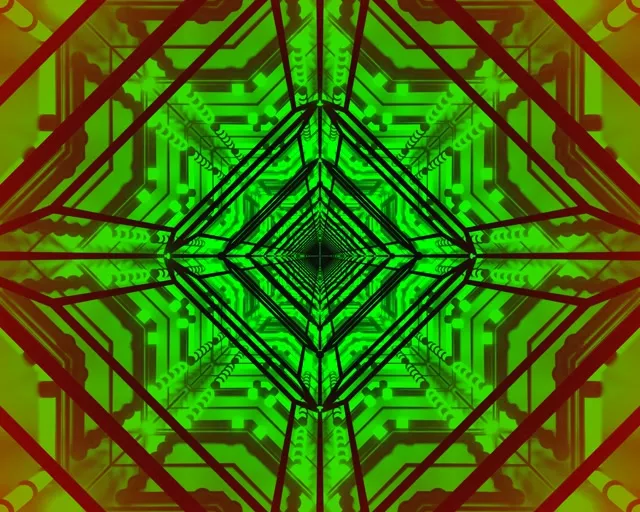 Twnnel Neon Gwyrdd Coch Arbedydd Sgrin 5:4 diwydiannol 60fps VJ Loop