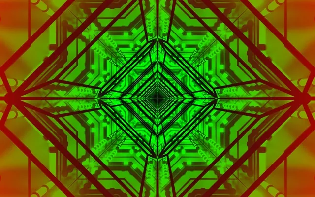 Túnel Neón Verde Vermello Protector de Pantalla 60fps 16:10 MacBook Vj Loop PC