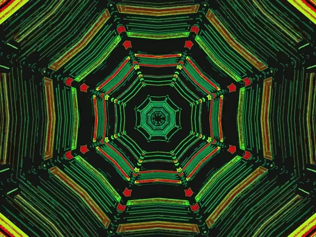 მწვანე წითალი ოქტაგონი ნეონის ტუნელი ScreenSaver 4:3 Classic 60fps VJ Loop PC