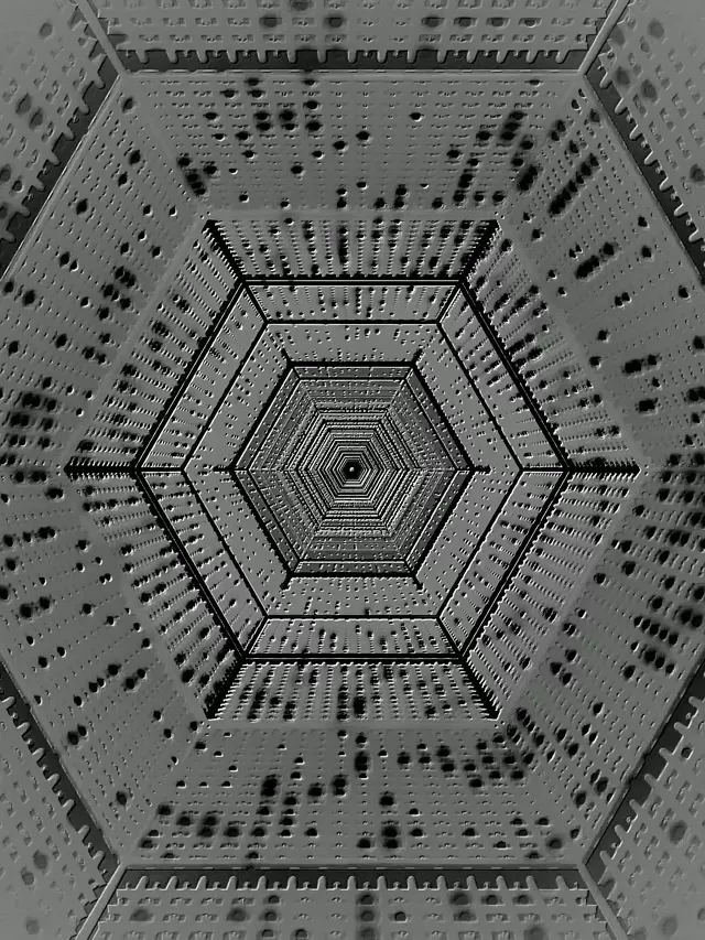 Heksagon Neon Tunnel Grå 3:4 iPad Portrett 60fps Skjermsparer VJ Loop