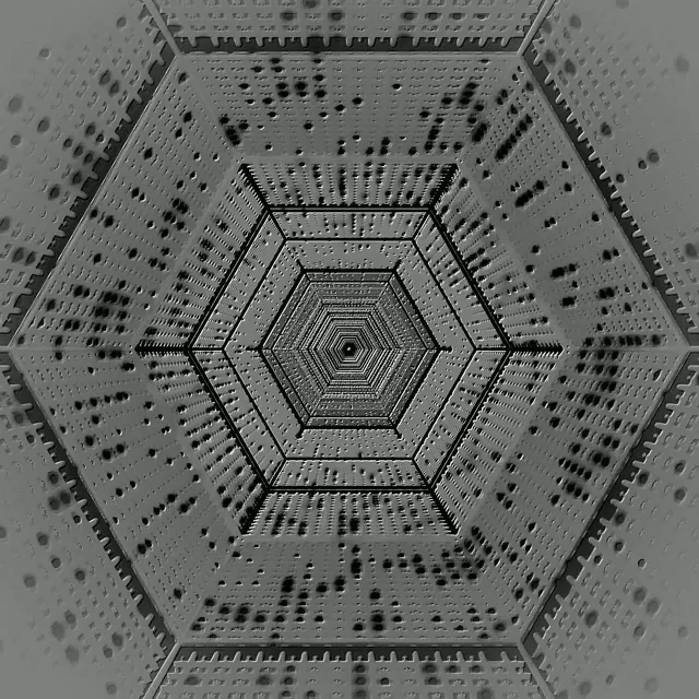 อุโมงค์นีออน Hexagon สีเทา Screensaver 1:1 Square 60fps VJLoops
