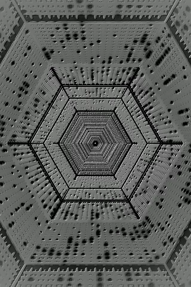 六边形霓虹隧道灰色屏保 2:3 照片竖屏 60fps VJLoops