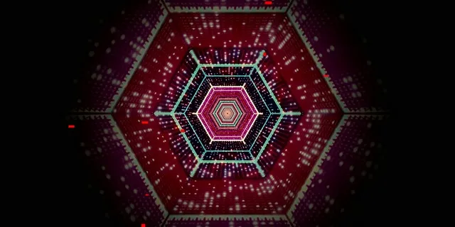 Neon Tunnel Hexagon Vortex VJ Loop 2:1 Univisium 60fps Screensaver
