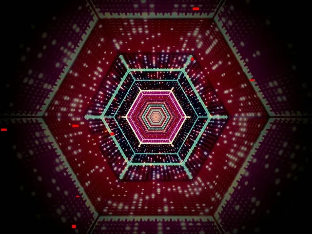 VJLoops نفق نيون دوامة سداسي بنفسجي أحمر 4:3 كلاسيكي 60fps شاشة توقف