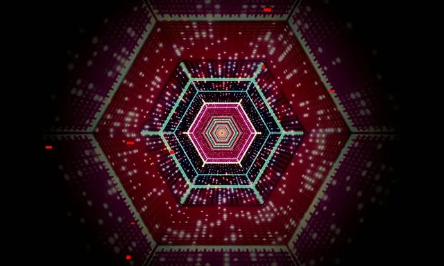 Neon Tunnel Hexagon Vortex VJ Loop 5:3 Wide 60fps Screensaver
