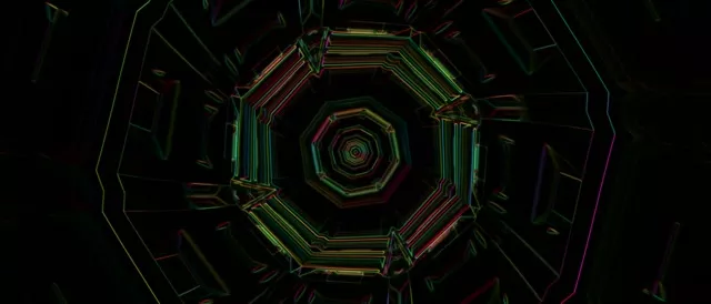 Hypnotic Octagonal Neon Tunnel 21:9 Ultrawide 60fps VJ Loop Screensaver