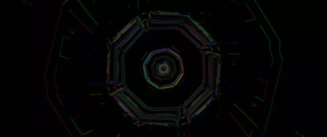 Hypnotic Octagonal Neon Tunnel Vortex | 2.39:1 Cinemascope 60fps Screensaver Loop