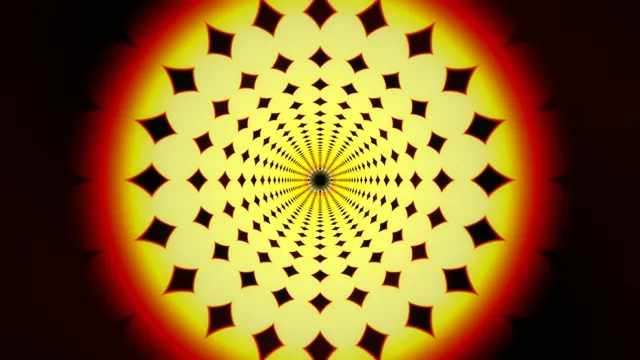 Hypnotic yellow and red 4K kaleidoscope tunnel motion background
