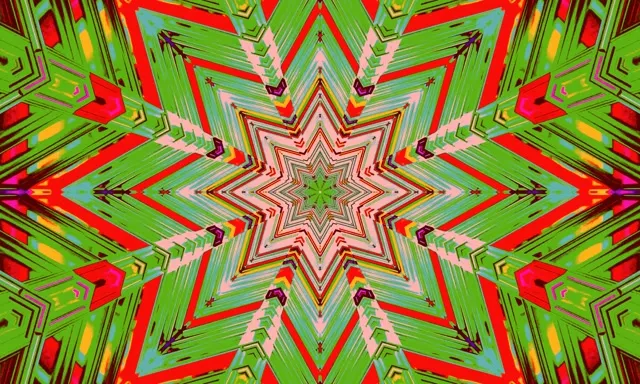 Neon Tunnel Star Kaleidoscope Vj Loop 5:3 Wide 60fps Screensaver