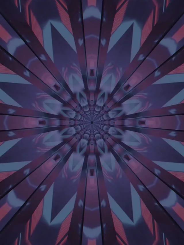 Neon Tunnel Purple Kaleidoscope Burst VJ Loop 3:4 iPad Portrait 60fps Screensaver