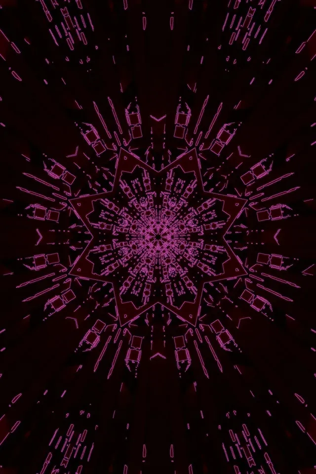 Неоновий Тунель Рожевий Калейдоскоп Зірка Vj Loop 2:3 Photo Portrait 60fps Заставка