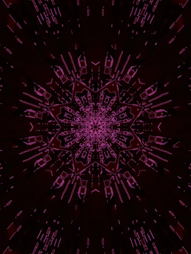 Túnel de Neó Estrella Calidoscopi Magenta VJLoops 3:4 iPad Portrait 60fps Estalvi de Pantalla