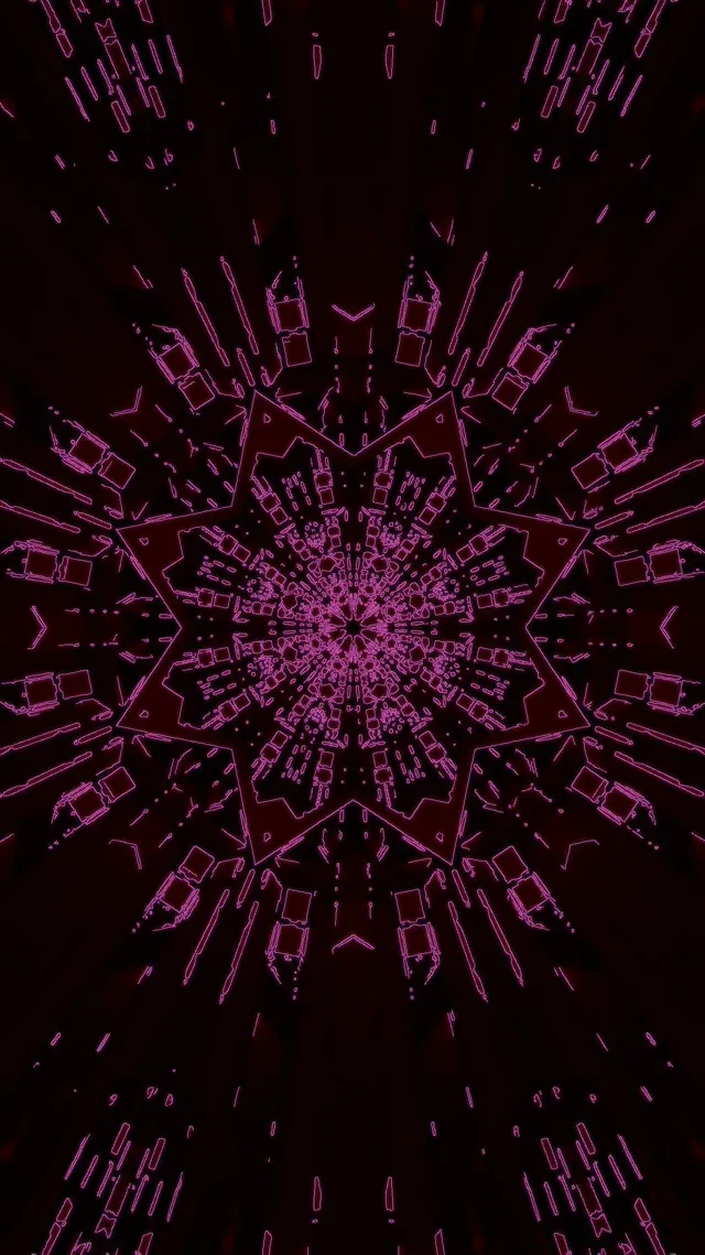 Neon Tunnel Pink Fractal Kaleidoscope Star Vj Loop 9:16 Reels 60fps Screensaver