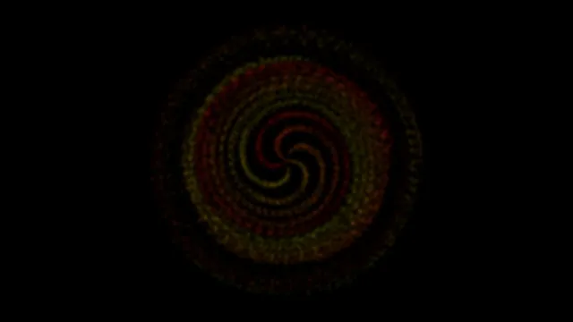 Mesmerizing Spiral Vortex with Red and Gold Particles