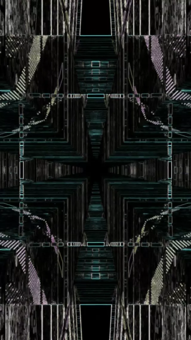 Mirrored Neon Tunnel VJ Loop 9:16 Reels 60fps Screensaver Kaleidoscope