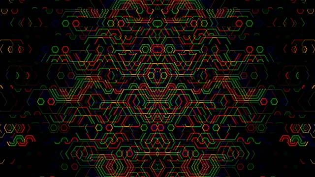 Neon geometric circuit pattern 4K UHD motion background loop