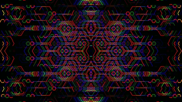 Neon geometric hexagon loop 4K ultra HD widescreen background