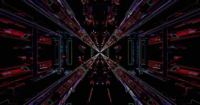 Túnel Xeométrico Neón VJLoops - Fondo Movemento Cyberpunk Abstracto