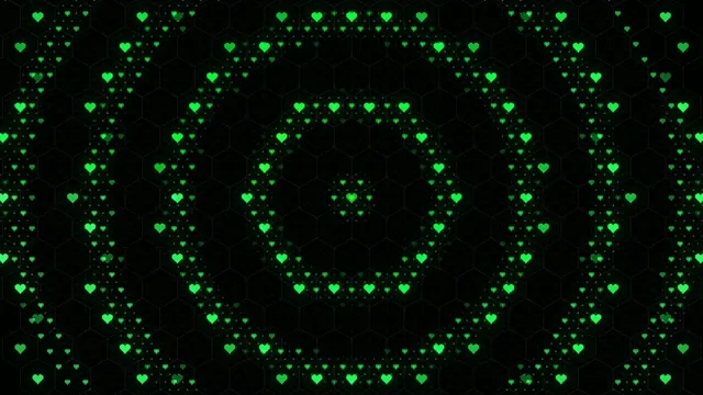 Neon green hearts falling 4K UHD motion background loop