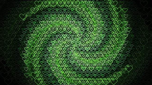 Neon Green Hearts Glowing Pattern Animation 4K