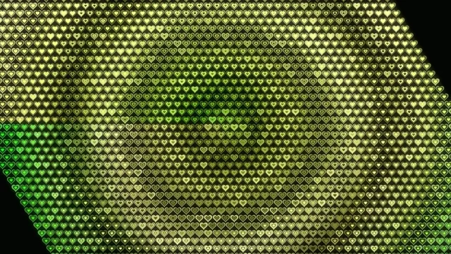 Neon Green Hearts Grid Animation Background 4K