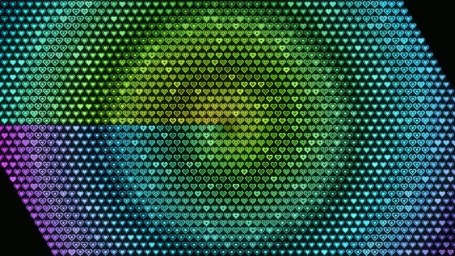 Neon Heart Grid Animation with Colorful Gradient