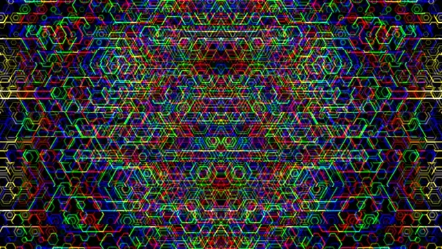 Neon Hexagon Circuit Board Pattern Loop